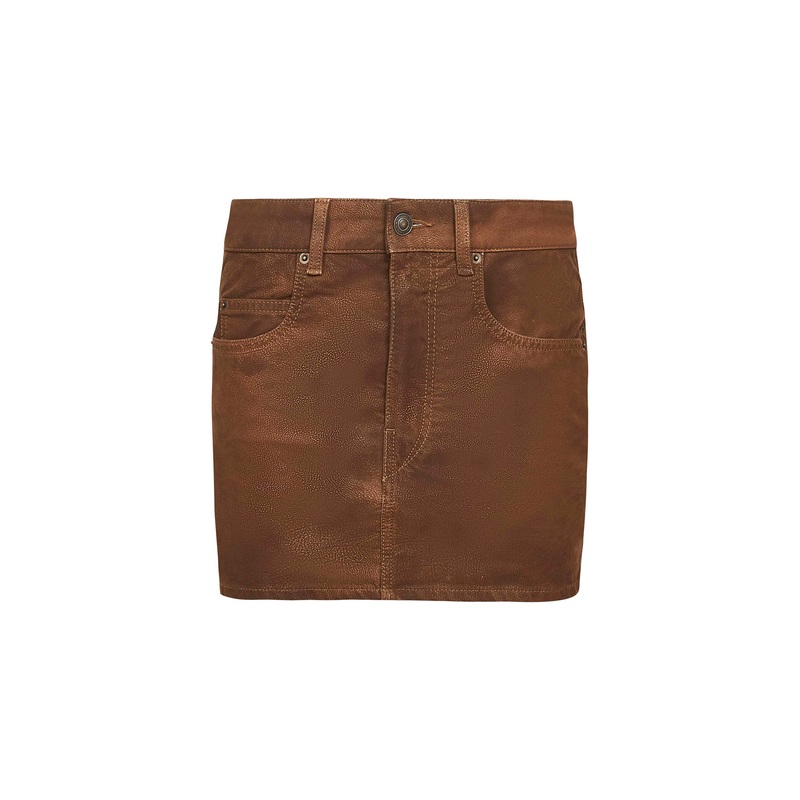 Tobacco vintage faux leather Kimmy mini skirt