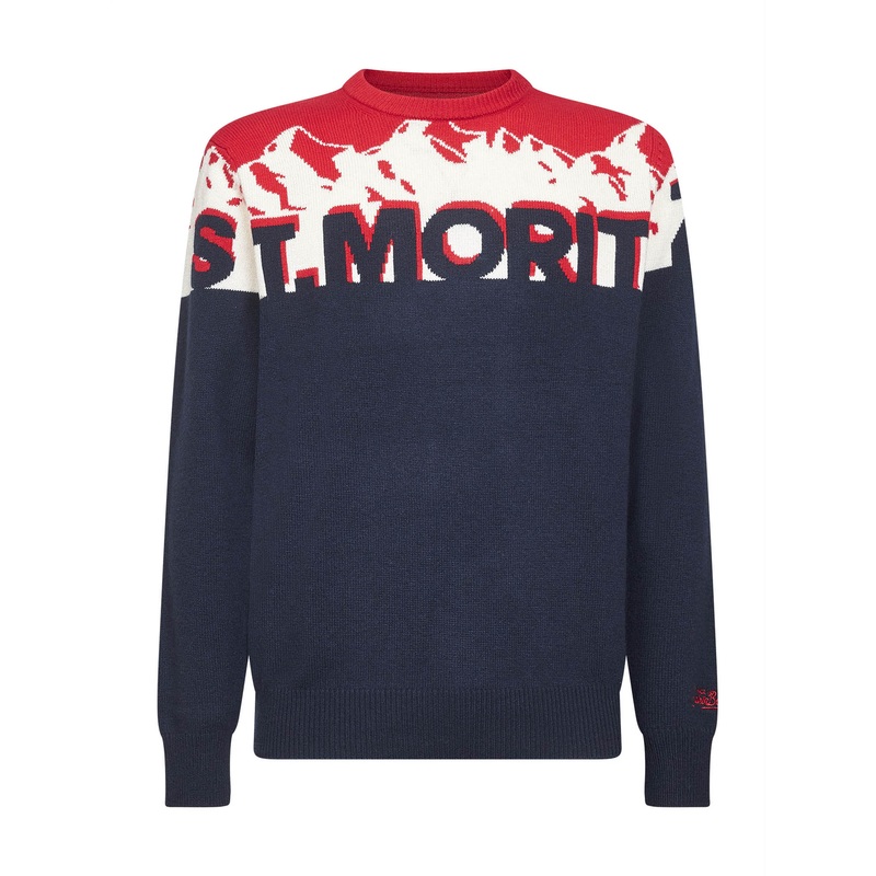 Wool blend jacquard postcard Heron sweater