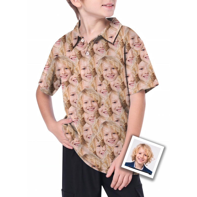 Youth Custom Photo All Faces Golf Polo