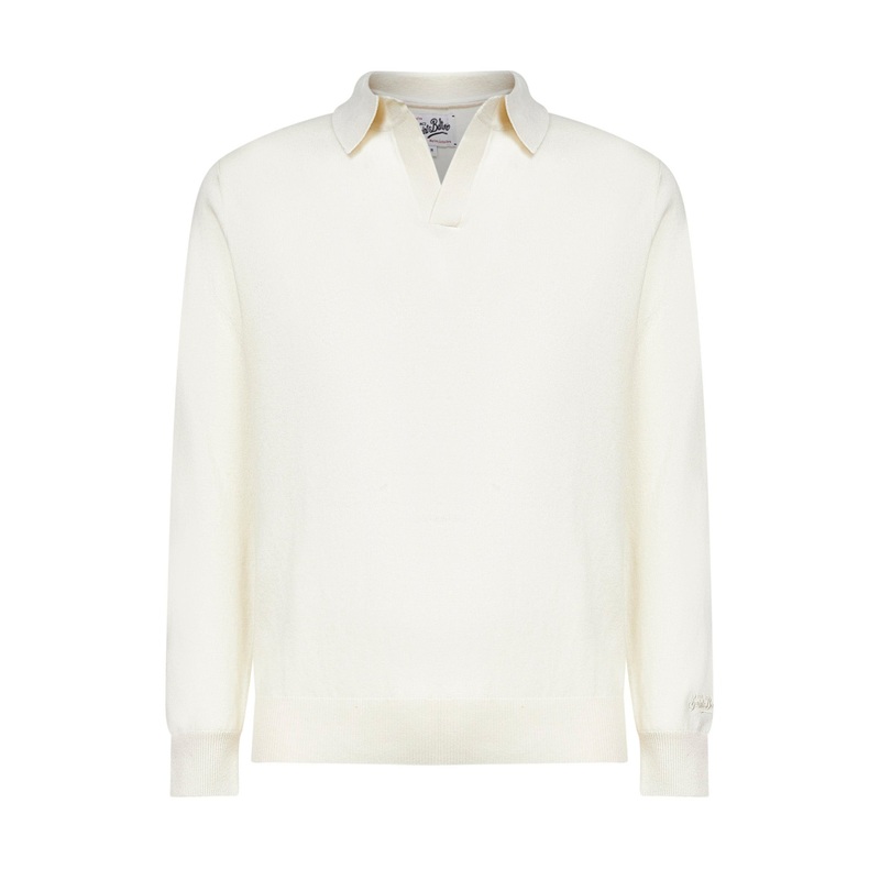 Ivory wool and cashmere knit Covent polo shirt