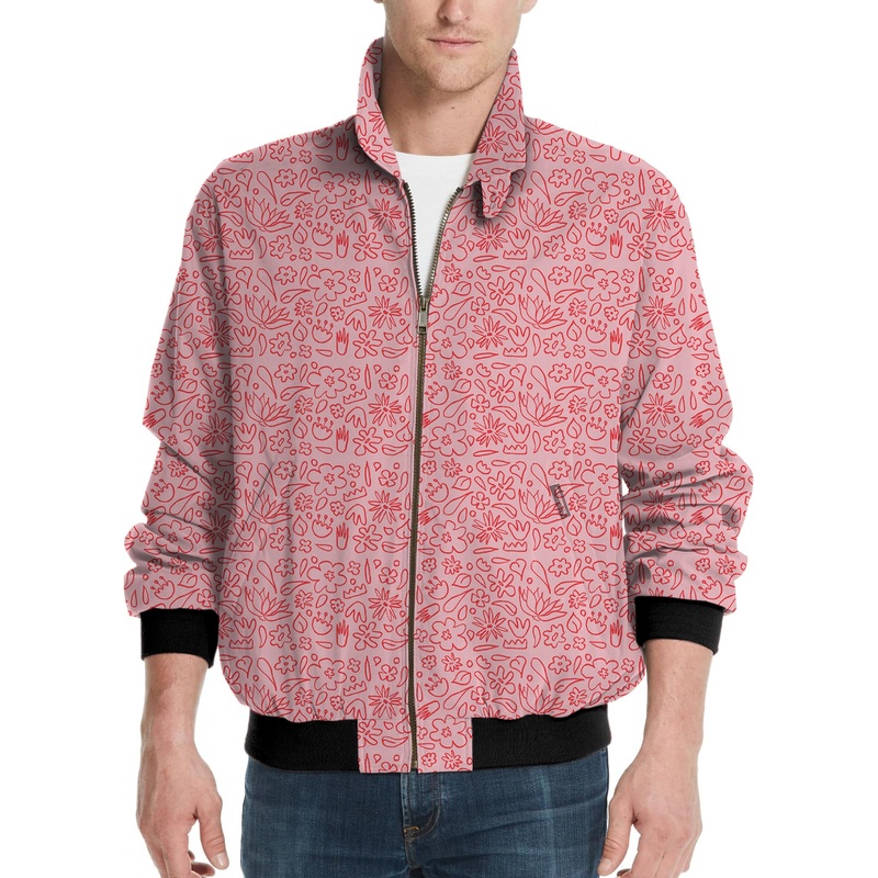 Simple Pink Flower Drawing Men’s Golf Windbreaker Light Jacket