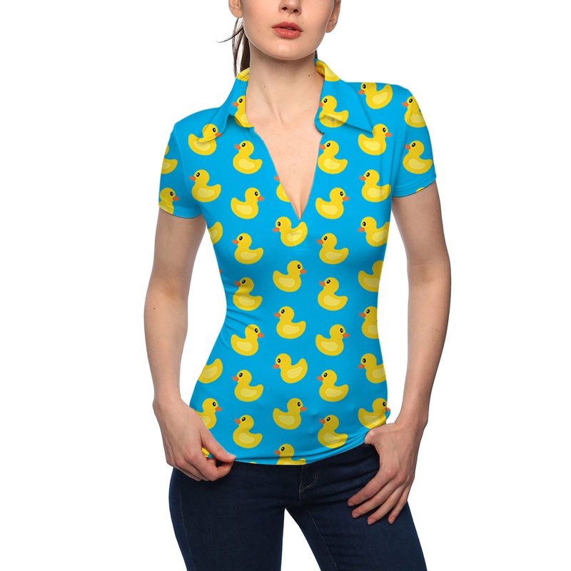 Women’s Yellow duck V Neck Golf Polo