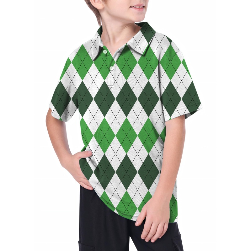 Youth St. Patricks day Argyle plaid Golf Polo