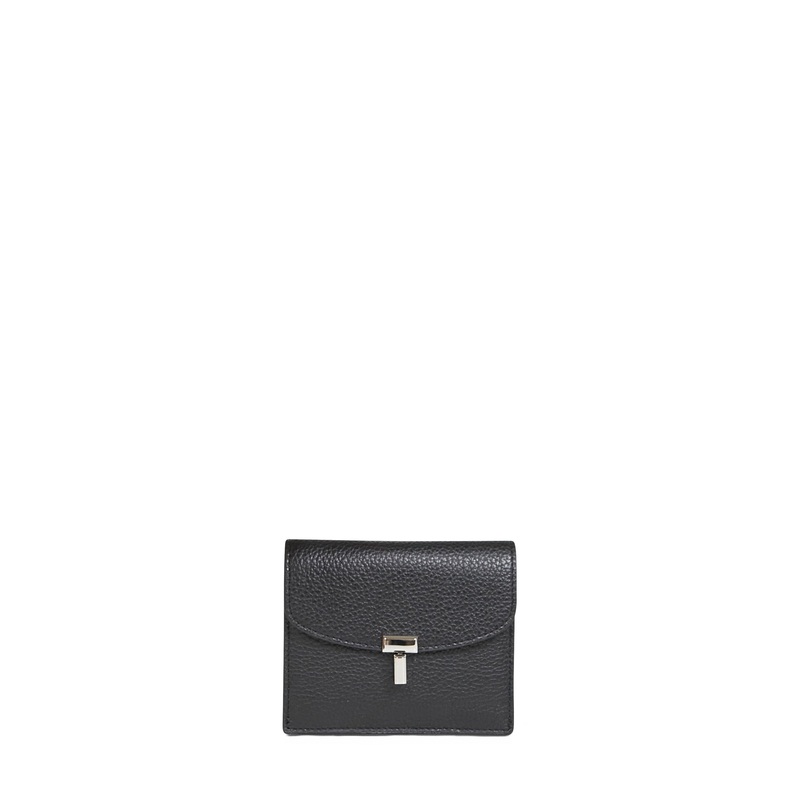 Black T-Lock grained-leather card holder
