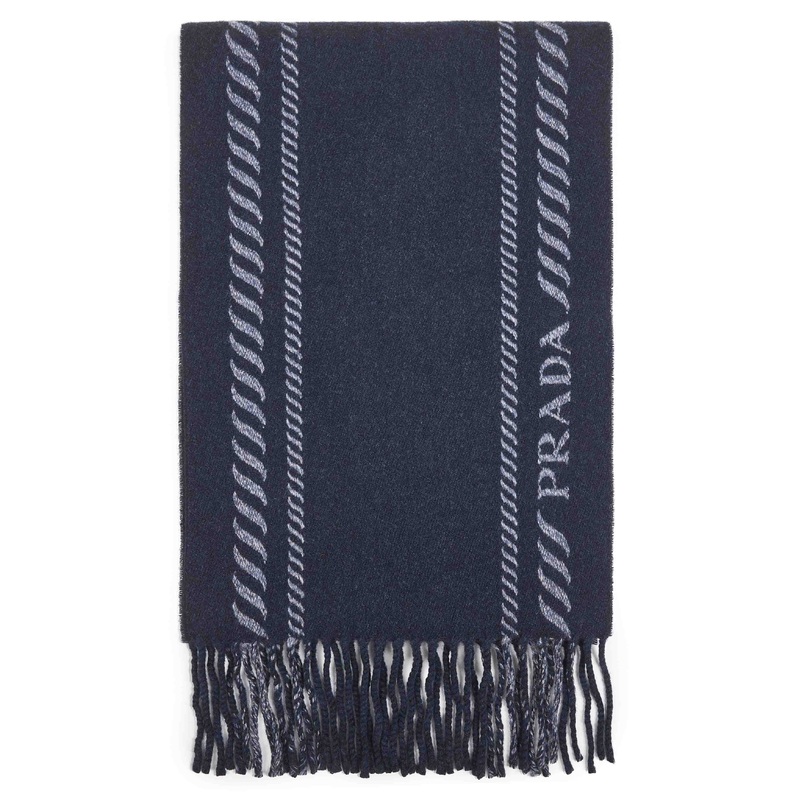Blue wool and cashmere scarf|PZ