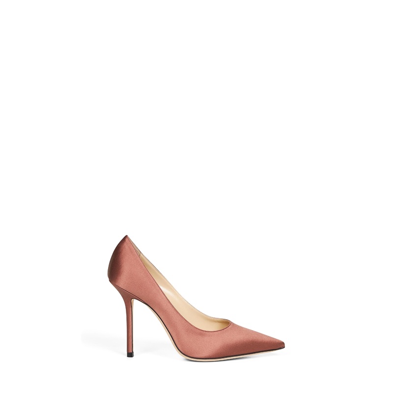 Cognac satin Love 100 pointed-toe pumps