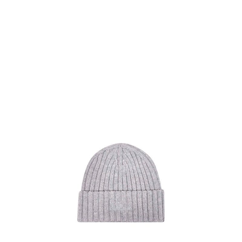 Grey ribbed wool Wengen beanie