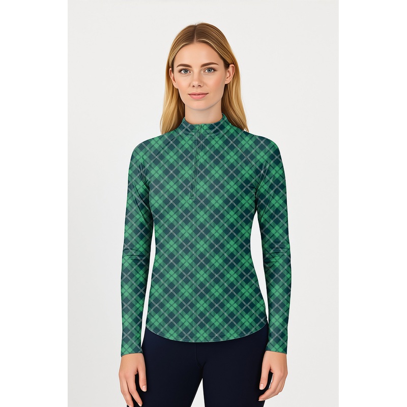 Green Grid Women’s Golf Active 3/4 Zip Top Long Sleeves