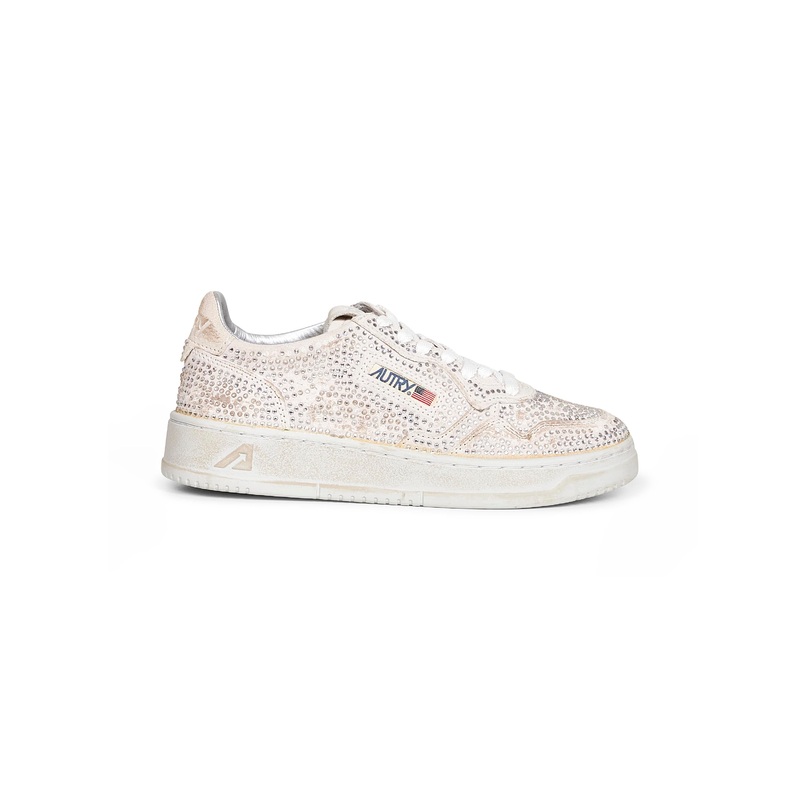 Ivory rhinestone suede Medalist Low sneakers