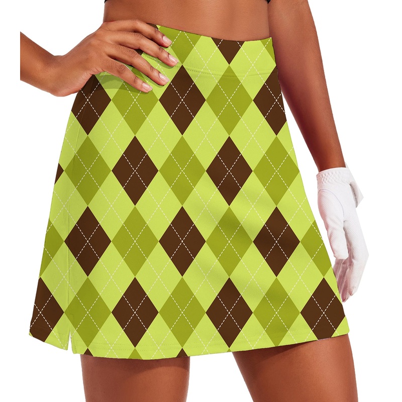 Women’s Yollow Argyle Golf Skirts Inner Shorts Pocket