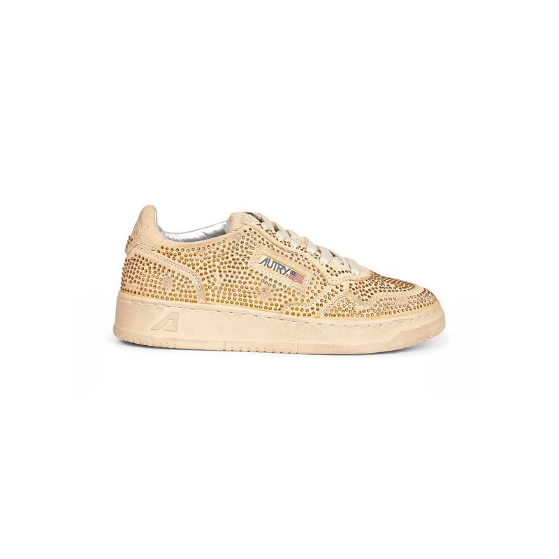 Yellow rhinestone suede Medalist Low sneakers