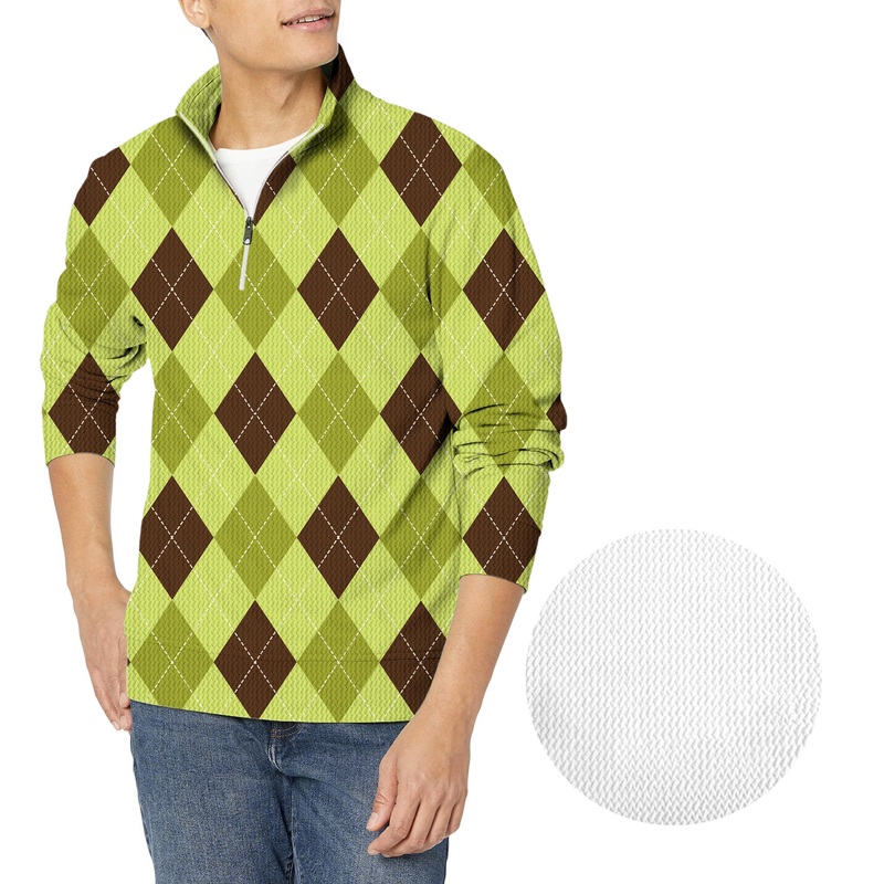 Yollow Argyle-Men’s Golf Waffle Zipper Pullover