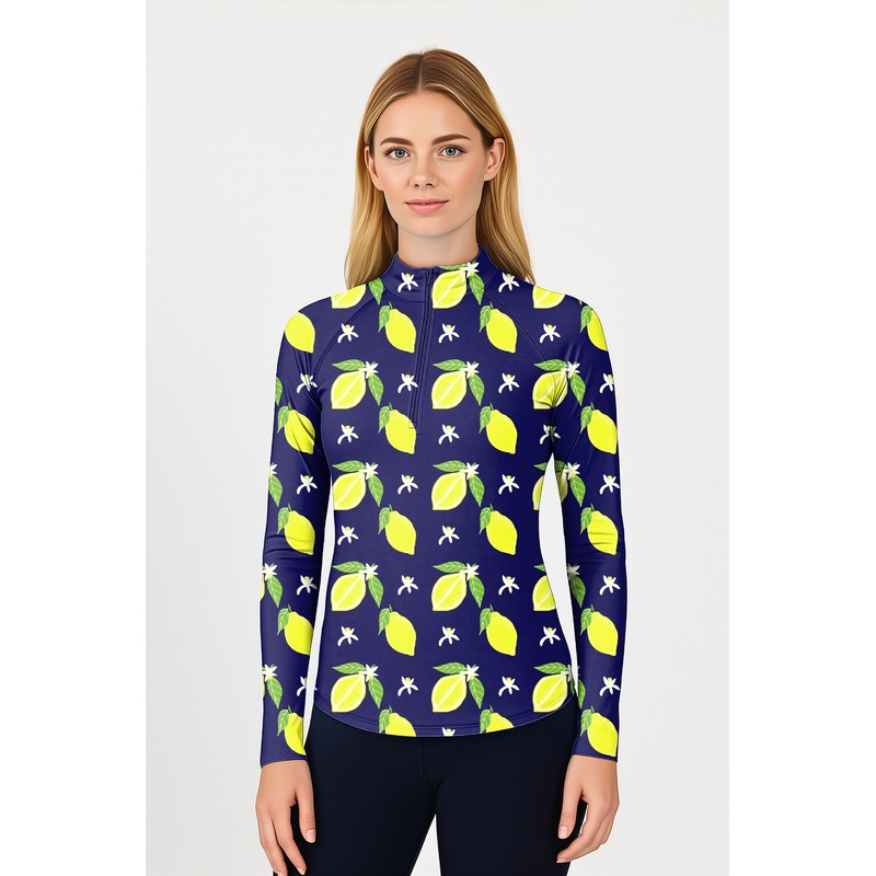 Zesty Lemon   Women’s Golf Active 3/4 Zip Top Long Sleeves