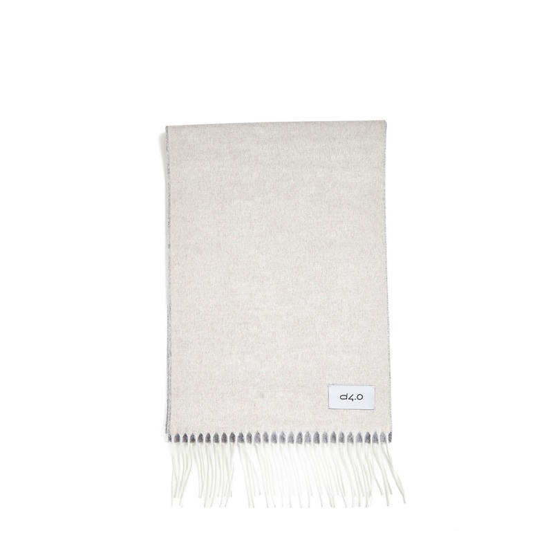 Beige and gray scarf with fringes
