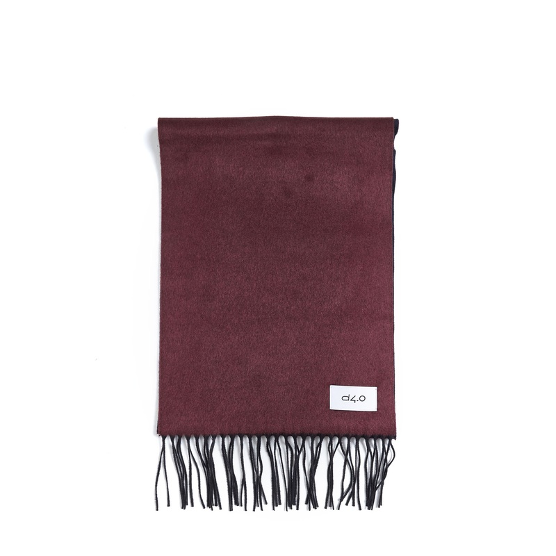 Burgundy and blue scarf with fringes