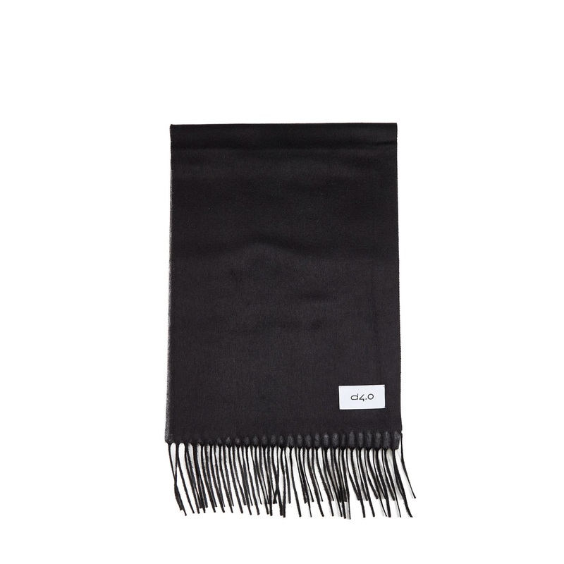 Gray and black scarf with fringes