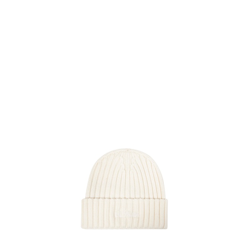 Off-white ribbed wool Wengen beanie