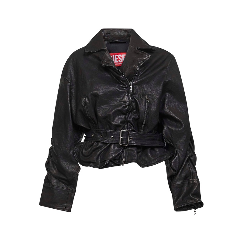 Asymmetric leather jacket|38|40|42