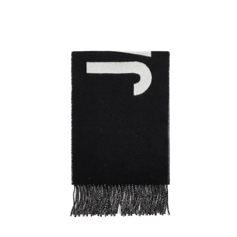 Black scarf with fringes|PZ