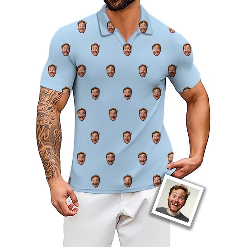 Men’s Coconut Palm Navy Blue Ink Dots V Custom Photo Funny Face