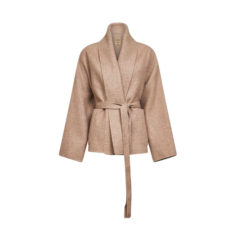Beige cashmere blend Kobina kimono-style jacket