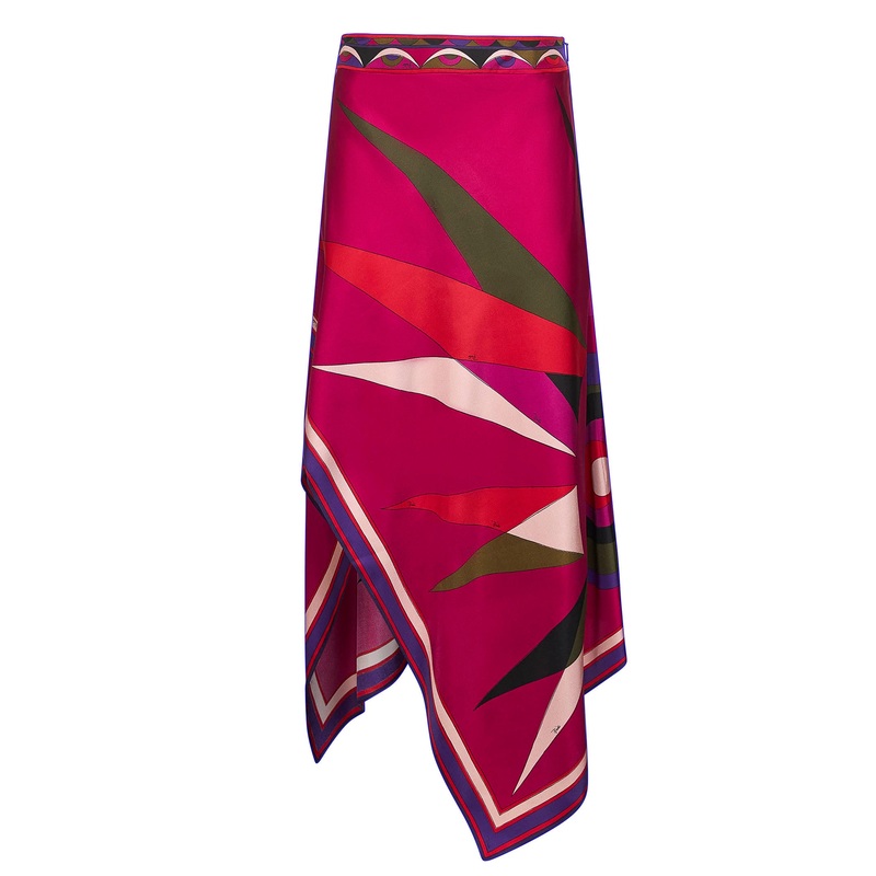 Hawaii print silk twill scarf skirt