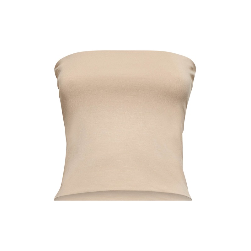 Beige jersey bandeau top|S|M|L