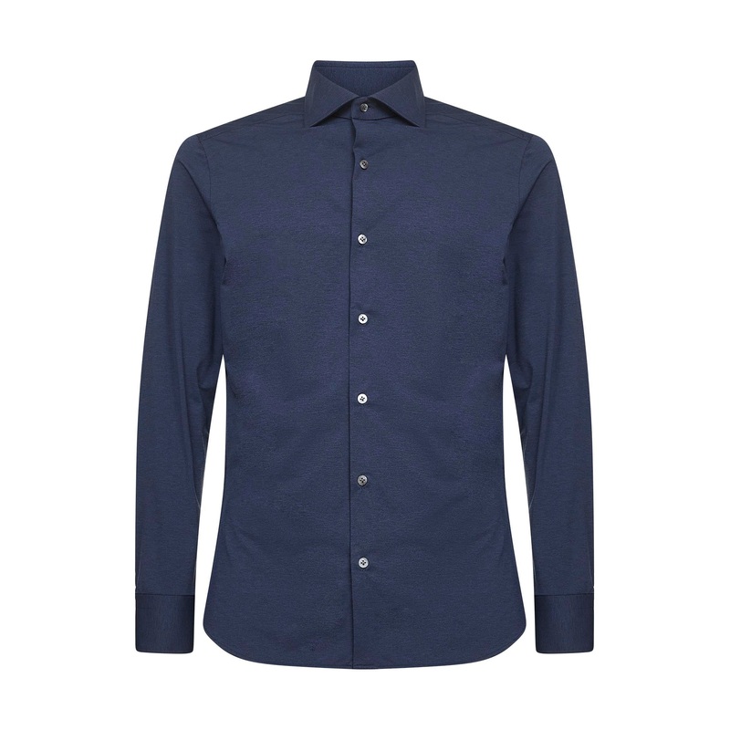 Blue stretch jersey shirt|39|40|41|42|43|44