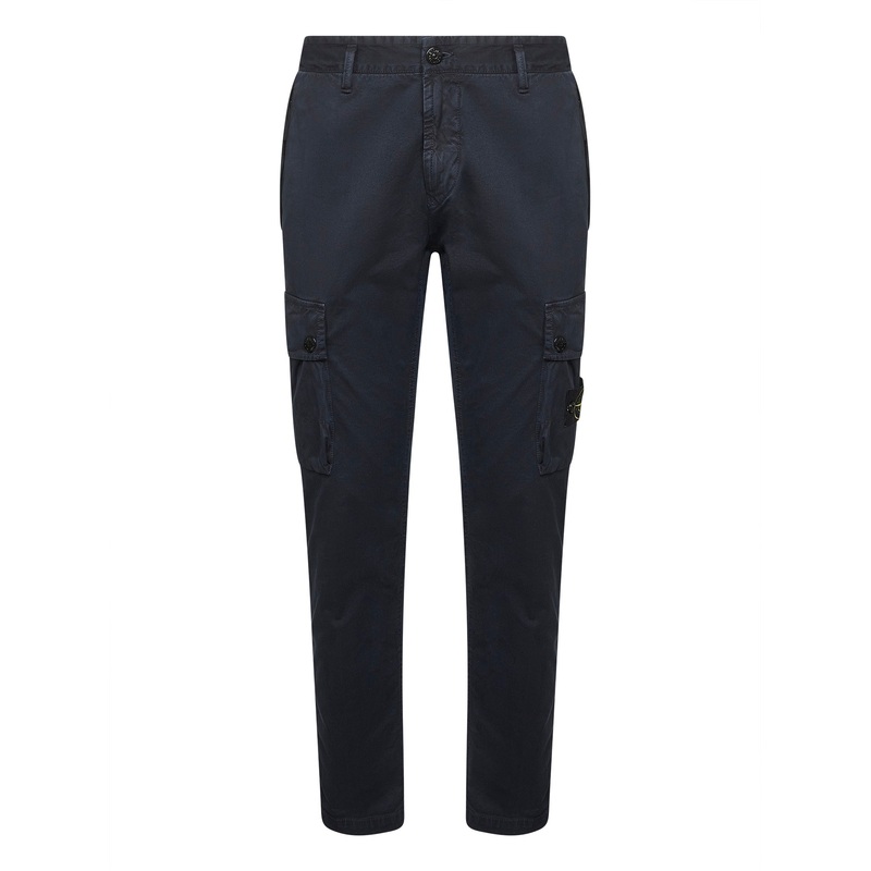 Blue stretch twill cargo trousers