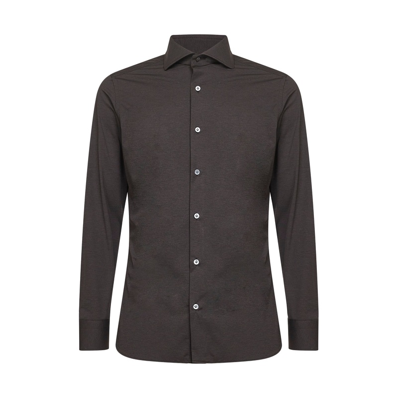Brown stretch jersey shirt|39|40|41|42|43|44