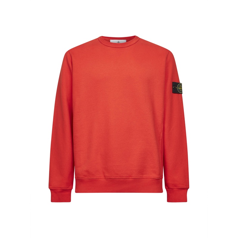 Orange brushed organic cotton crewneck sweatshirt
