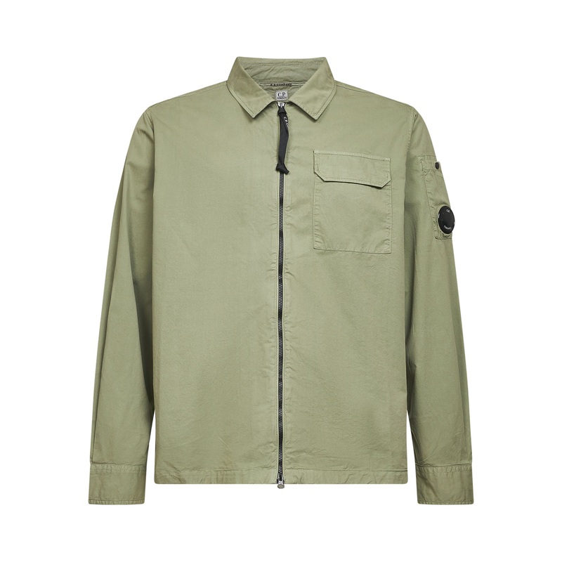 Grey Organic Gabardine Zipped overshirt