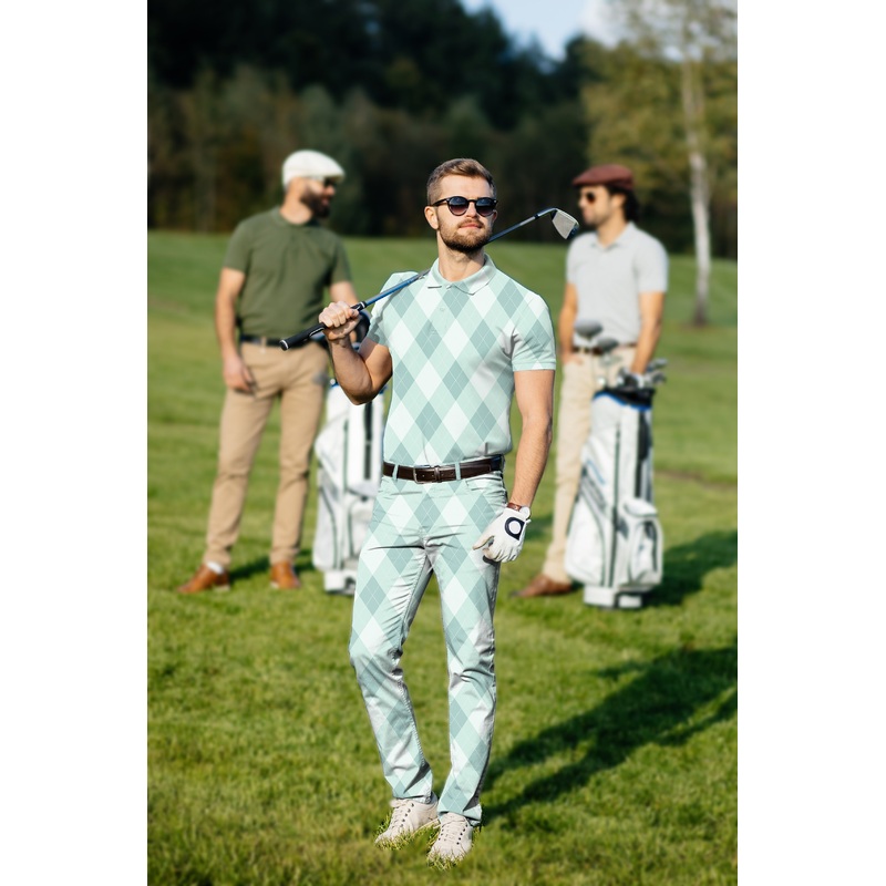 Men’s Golf Set Polo+Pants Green Argyle