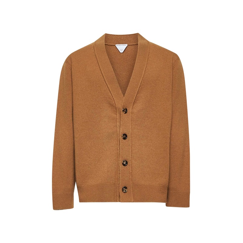 Brown Intrecciato patches cardigan