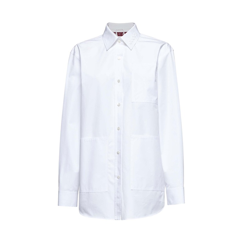 White poplin logo shirt|40|42