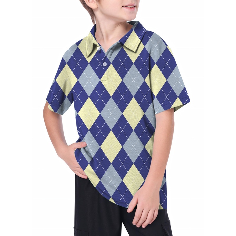Youth blue Argyle Golf Polo|8Y|10Y|11Y|12Y|13Y|14Y|16Y