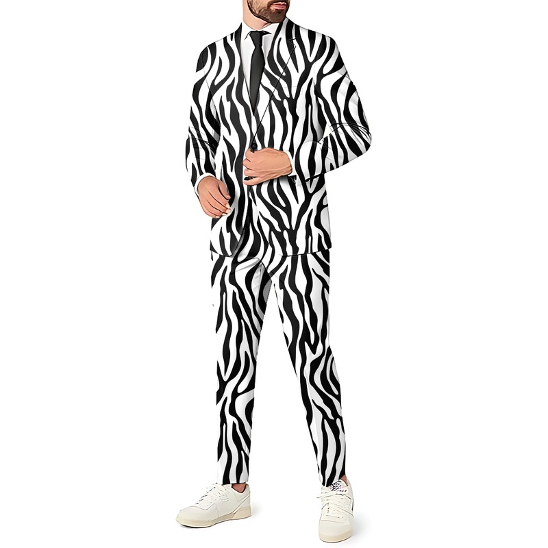 Zebra Men’s Party Costumes-Theme Party 2 or 3pcs Suit set-Blazer Pants & Vest