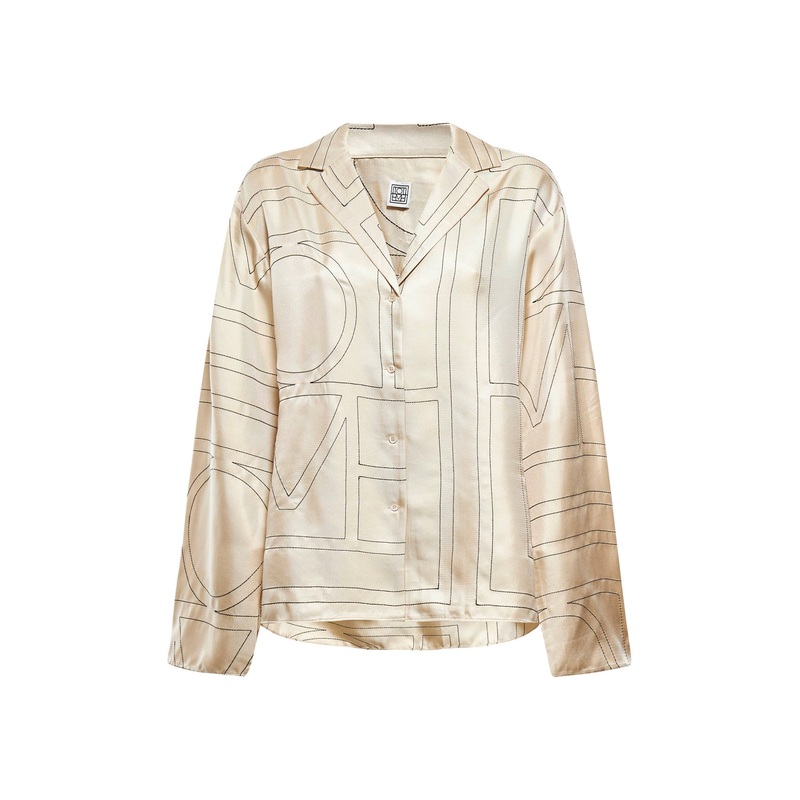 Beige silk shirt with monogram
