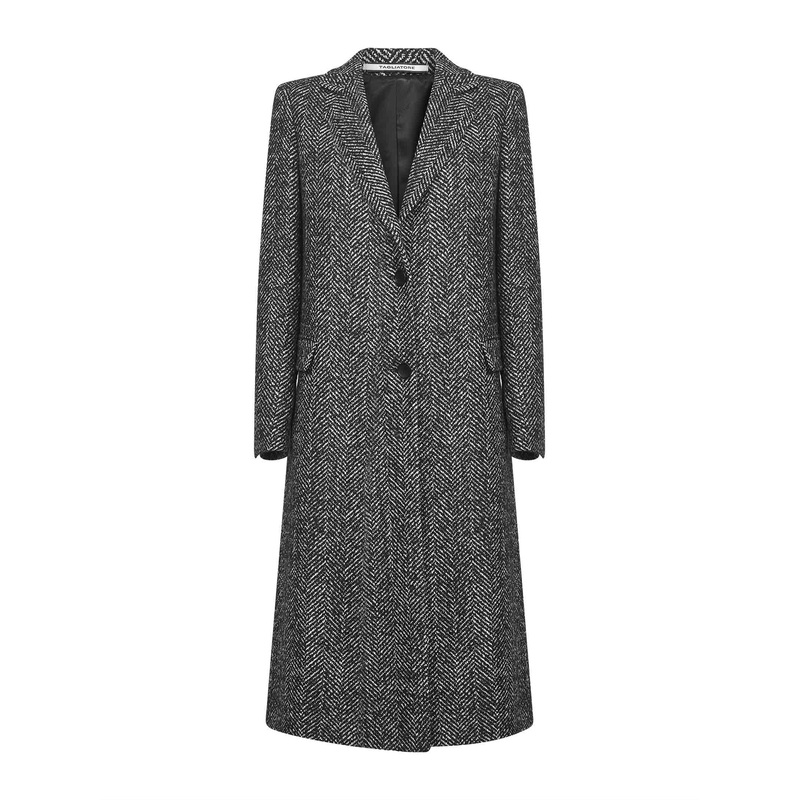 Black chevron wool blend Amanda coat