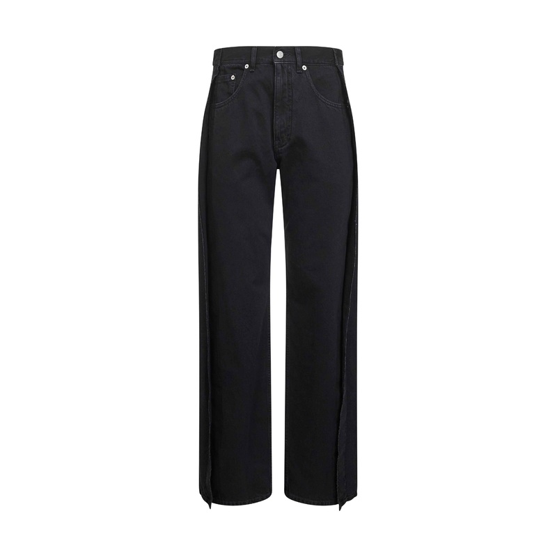 Black denim straight leg jeans