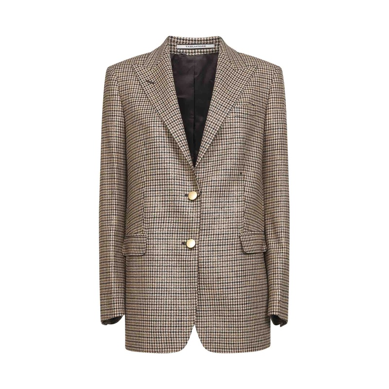 Brown houndstooth wool blend Bertha blazer