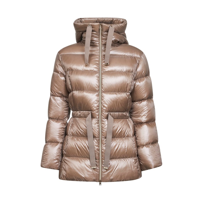 Dove grey Ultralight Nylon hooded down jacket