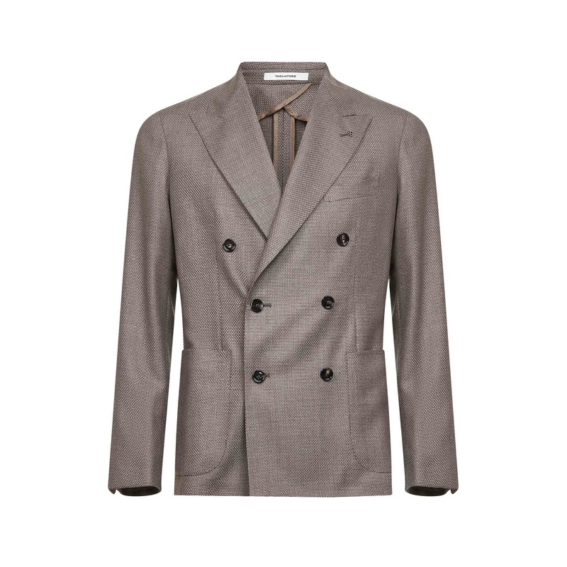 Beige jacquard wool Montecarlo double-breasted blazer