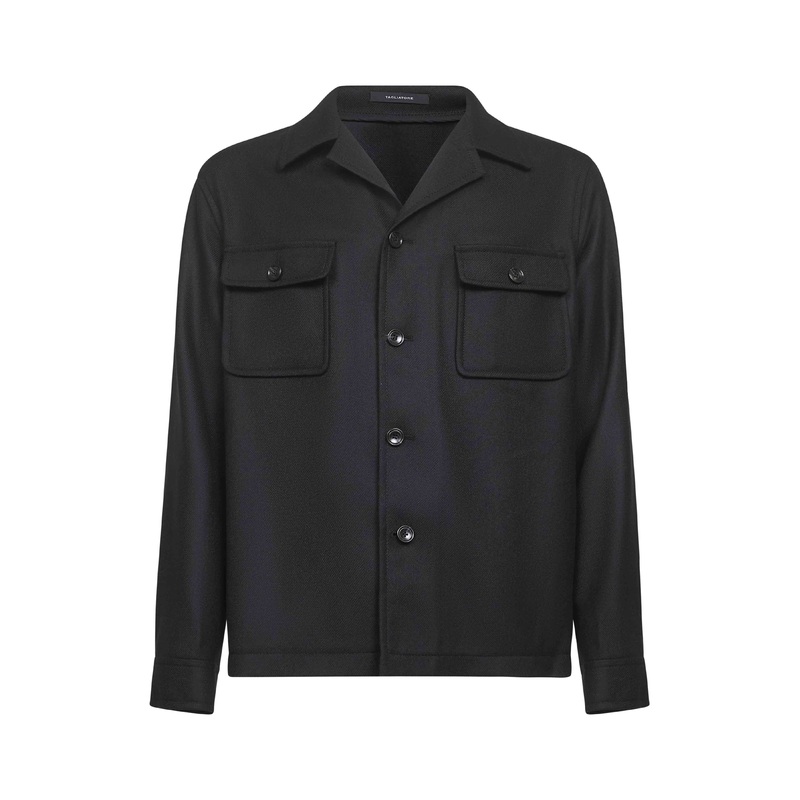 Black virgin wool twill Gbarrow overshirt