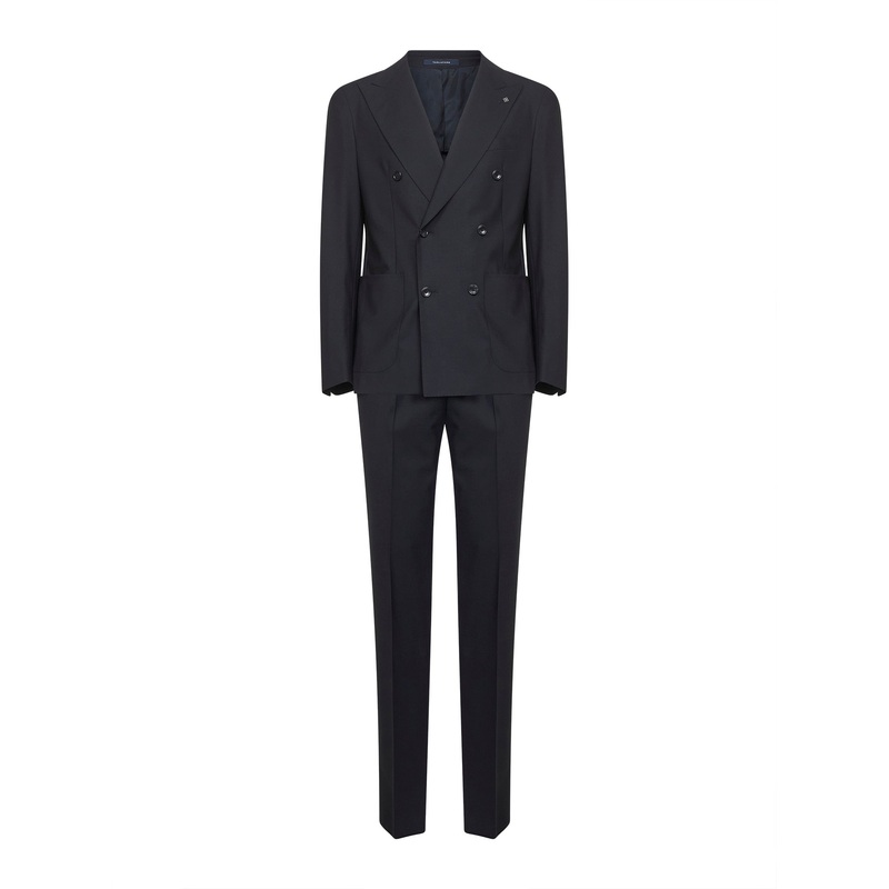 Blue stretch wool Vesuvio double-breasted suit