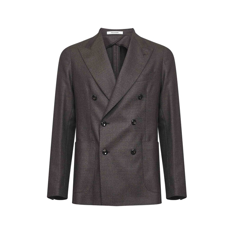 Brown jacquard wool Montecarlo double-breasted blazer