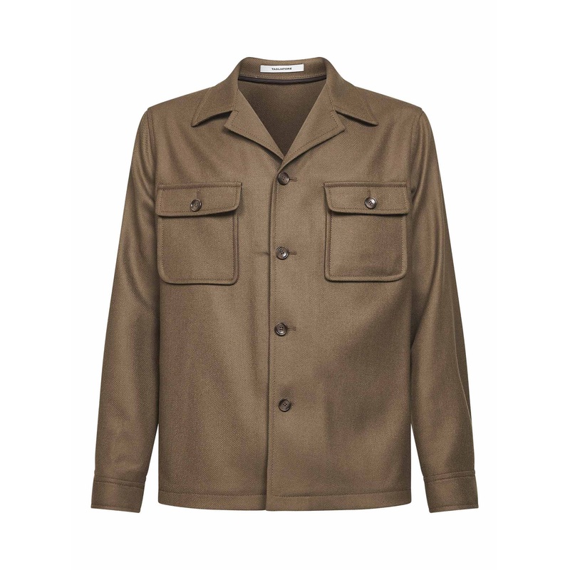 Brown virgin wool twill Gbarrow overshirt