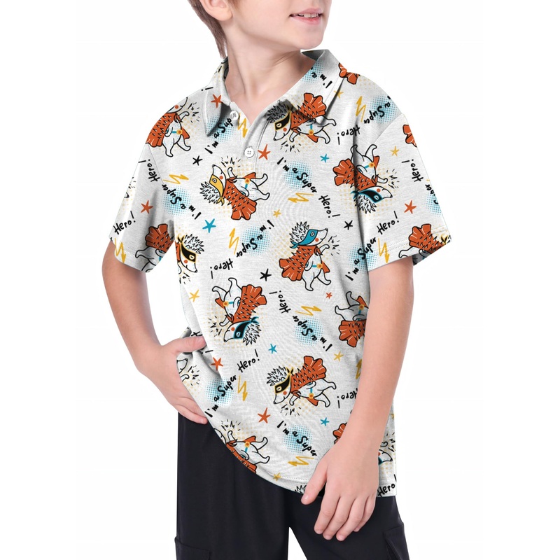 Youth Handsome Hedgehog Golf Polo