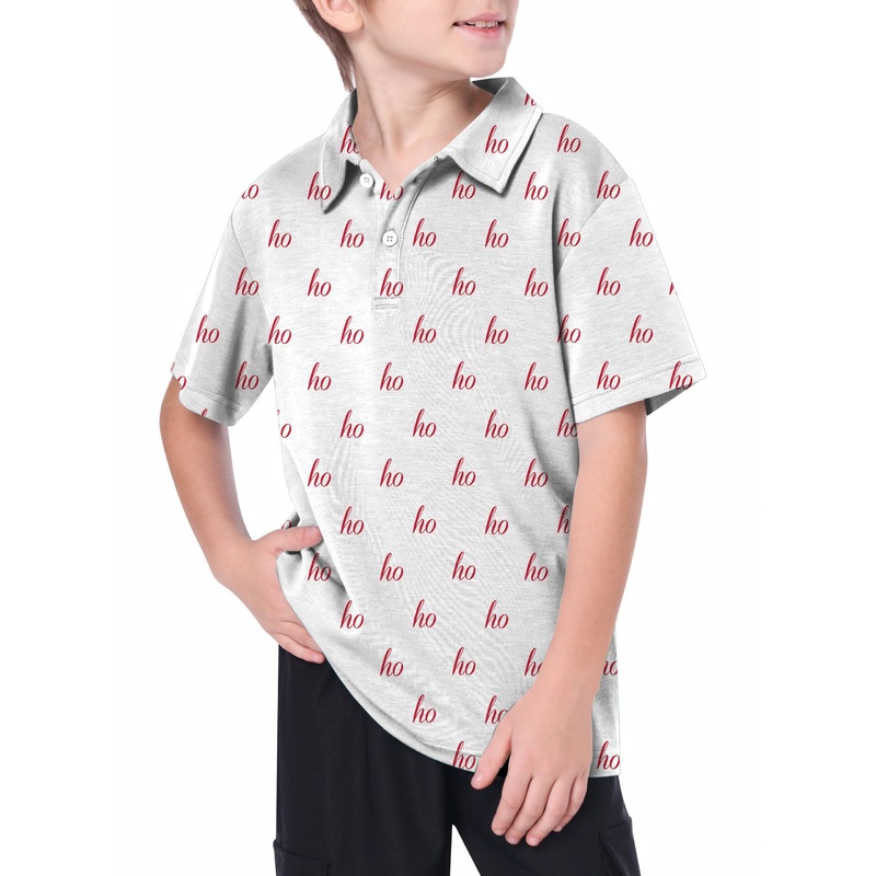 Youth White Custom Name Christmas Golf Polo