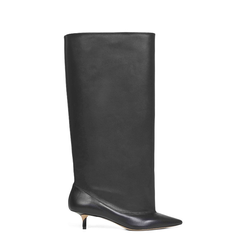 Black smooth leather wide The high Tourni boots